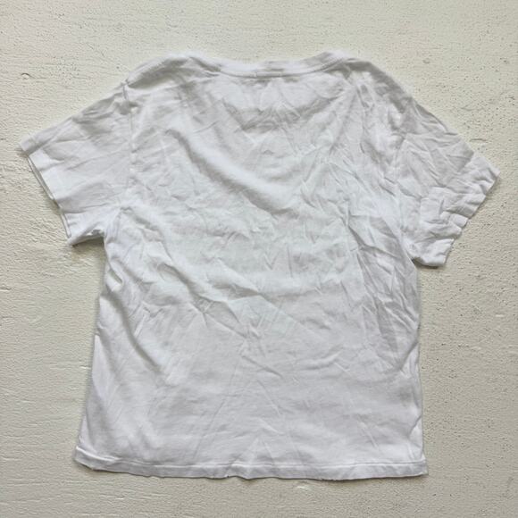 Unsubscribed White Distressed Hem Cotton Tee XXS Made in USA - Picture 7 of 7